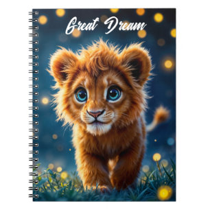 Carnet Lion de bébé magique marchant dans une nuit d'imag