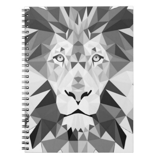 Carnet Lion Géométrique Noir et Blanc (Devant)