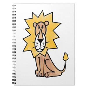 Carnet lion mignon dessin animé enfants rétro safari jung