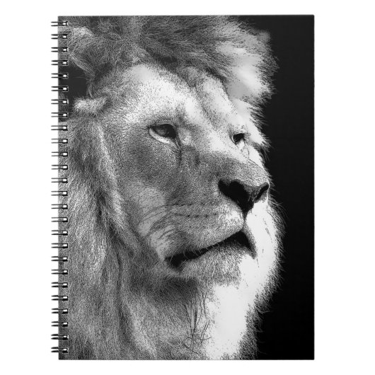 Carnet Lion noir blanc (Devant)