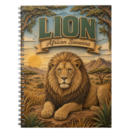Carnet Lion Savane Africaine POPCUT (Devant)
