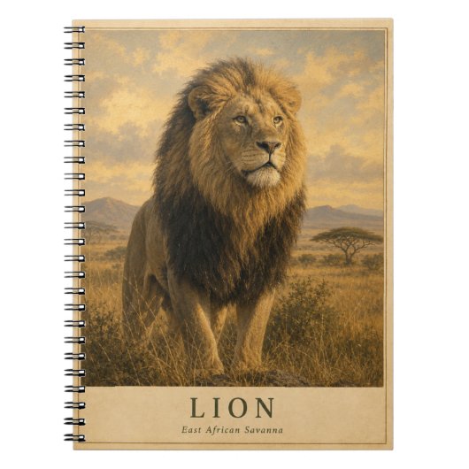 Carnet Lion Savane d'Afrique de l'Est VINTAGE (Devant)