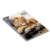 Carnet Lion Se Détendre Sur Le Tronc Arbre Animal Amusant (Côté Droit)