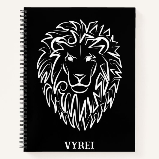 Carnet Lion tribal noir et blanc (Devant)
