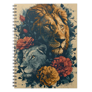 Carnet Lions et fleurs : Carte postale Vintage