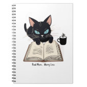 Carnet Lire Plus S'Inquiéter Moins, Chat Mignonne Amateur (Devant)