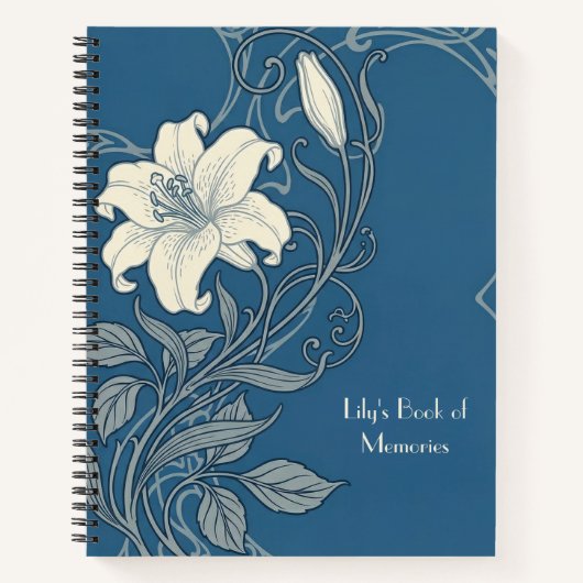 Carnet Lis Art nouveau bleu et blanc (Devant)