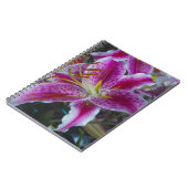 Carnet Lis d'astronome roses et fleurs magenta (Côté gauche)