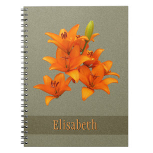 Carnet Lis oranges de jardin de photo de fleur tout nom