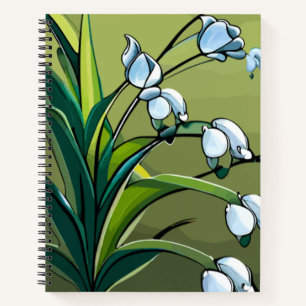 Carnet lis, vallée, vert, blanc, fleur, floral, fleurs