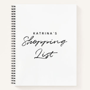 Carnet Liste d'achat simple en noir blanc moderne