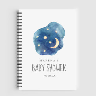 Carnet Liste de cadeaux de Baby shower Lune et étoiles