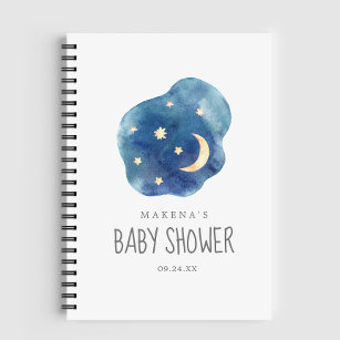Carnet Liste de cadeaux de Baby shower Lune et étoiles