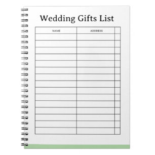 Carnet Liste de cadeaux de mariage personnalisable simple