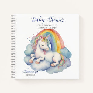Carnet Liste de cadeaux d'invité Baby Unicorn Baby shower