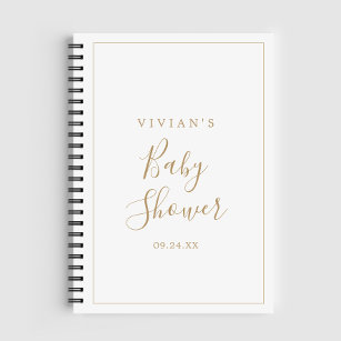 Carnet Liste de cadeaux minimaliste Baby shower or