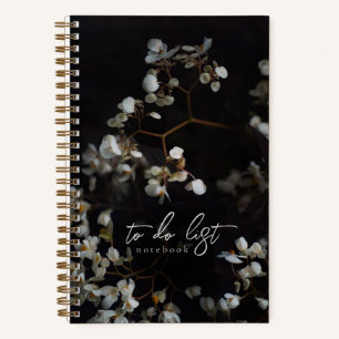 Carnet Liste de tâches florale sombre élégante et lunatiq
