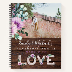 Carnet Liste des jeunes mariés BUCKET Photo Rustic Purple