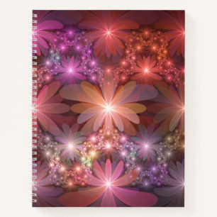 Carnet Lit De Fleurs Coloré Brillant Art Fractal Abstrait