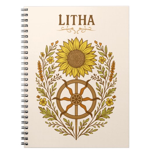 Carnet Litha Tournesol Roue Solstice d'été Céleste (Devant)