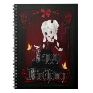 Carnet Little Goth Devil Girl Joyeux Anniversaire Note Li