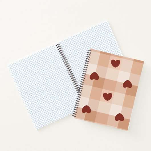 Carnet Little red hearts cozy gingham pattern Preppy (Intérieur)