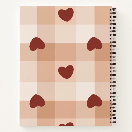 Carnet Little red hearts cozy gingham pattern Preppy (Dos)