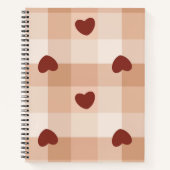 Carnet Little red hearts cozy gingham pattern Preppy (Devant)