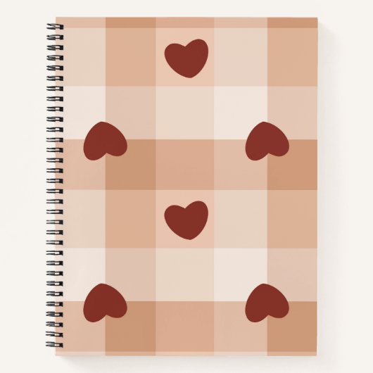 Carnet Little red hearts cozy gingham pattern Preppy (Devant)