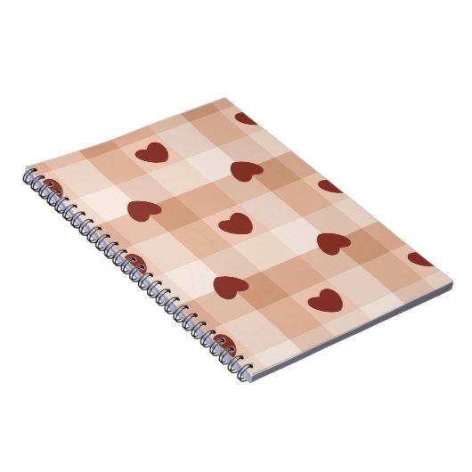 Carnet  Little red hearts on beige gingham pattern (Côté Droit)