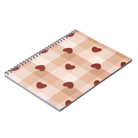 Carnet  Little red hearts on beige gingham pattern (Côté gauche)