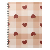 Carnet  Little red hearts on beige gingham pattern (Devant)