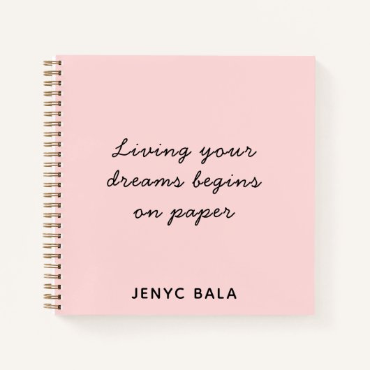 Carnet Living Your Dreams Blush Pink Design (Devant)