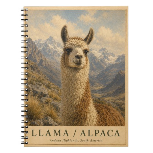 Carnet Llama Alpaca Andes VINTAGE (Devant)
