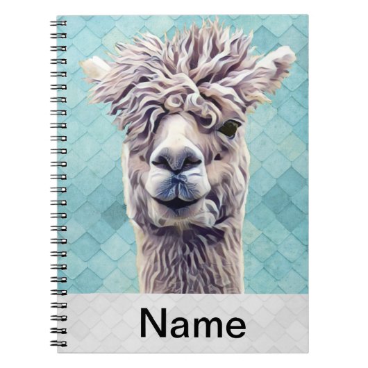 Carnet Llama Art Nom personnalisé Couleur (Devant)