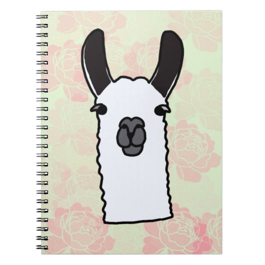 Carnet Llama avec pivoines (Devant)