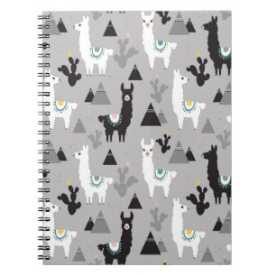 Carnet Llama cactus montagnes, motif sans soudure.