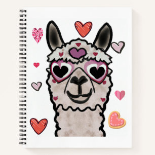 Carnet Llama cool avec lunettes de coeur