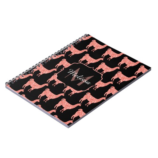 Carnet Llama corail rose parties scintillant Étincelles m (Côté gauche)