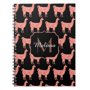 Carnet Llama corail rose parties scintillant Étincelles m