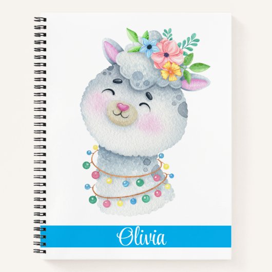 Carnet Llama personnalisé mignon (Devant)
