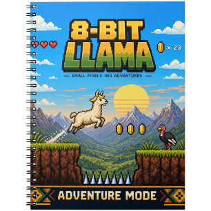 Carnet Llama, Rétro Pixel Art 8-Bit