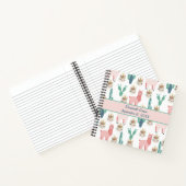 Carnet Llamas roses personnalisés et cactus vert mignons (Intérieur)