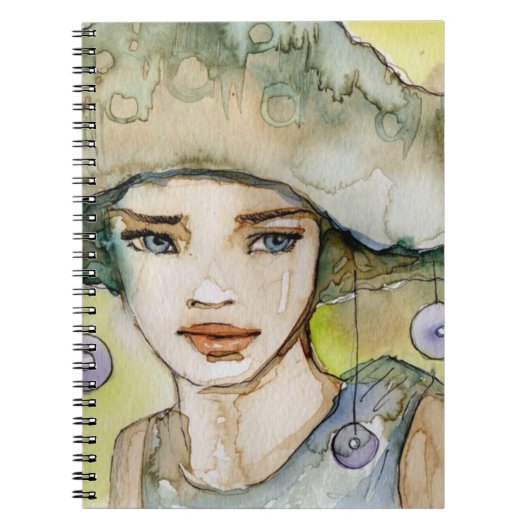 Carnet llustration d'une belle, sensible fille (Devant)
