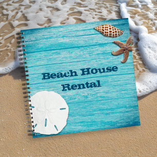 Carnet Location de maison de plage Coquillages en bois bl