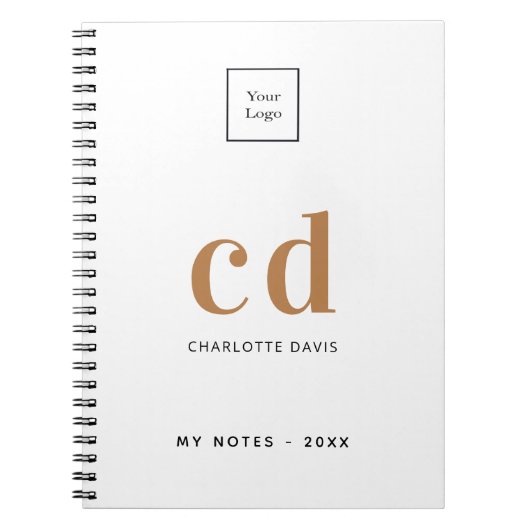 Carnet Logo blanc monogramme initiales entreprise (Devant)