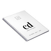 Carnet Logo blanc monogramme initiales noir affaires (Côté Droit)