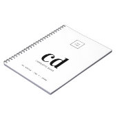 Carnet Logo blanc monogramme initiales noir affaires (Côté gauche)