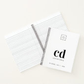 Carnet Logo blanc monogramme noir initiales affaires (Intérieur)
