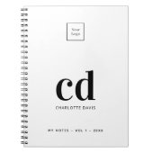 Carnet Logo blanc monogramme noir initiales affaires (Devant)